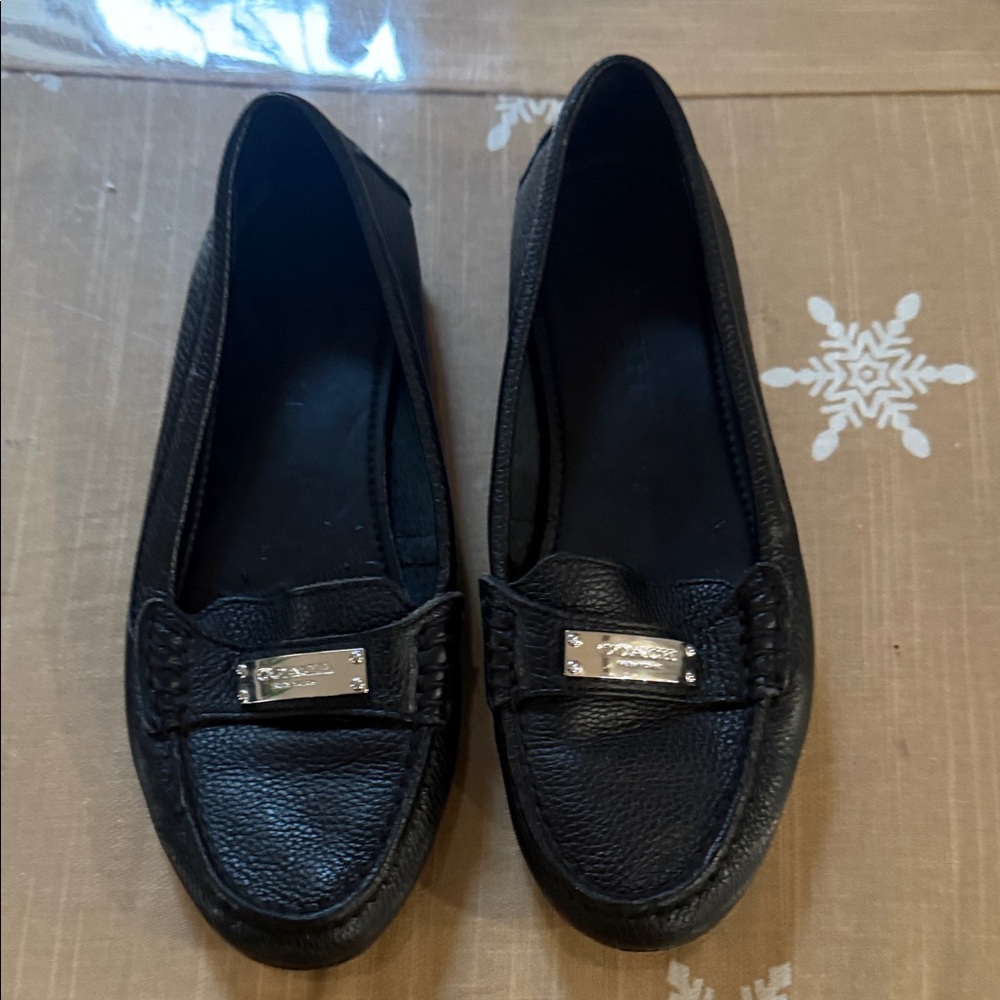 Black Coach Fredrica Leather Loafers